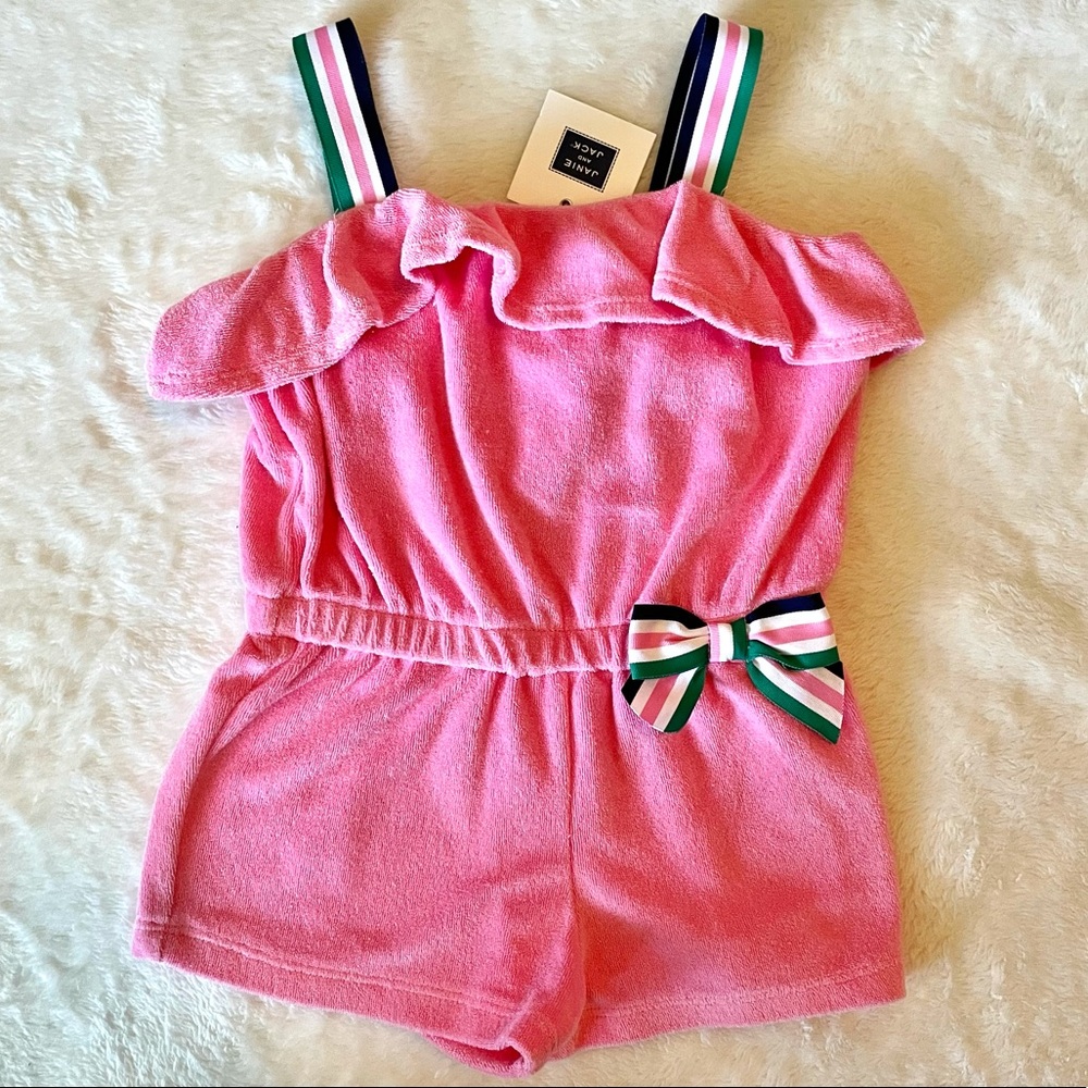 Janie & Jack Pink Terry Cloth Romper - Pink